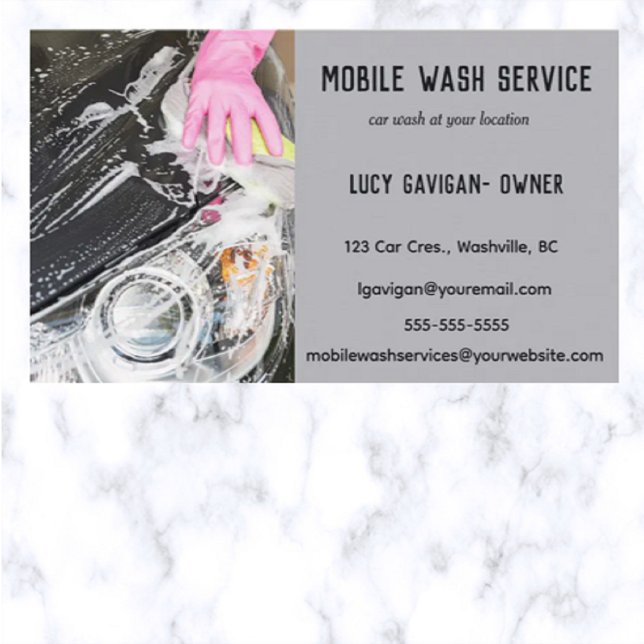 Editable Mobile Car Wash Services Business Card (Creator Uploaded)