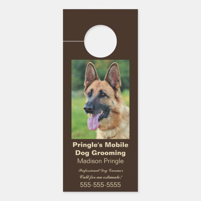 Editable Mobile Dog Groomer  Door Hanger (Front)
