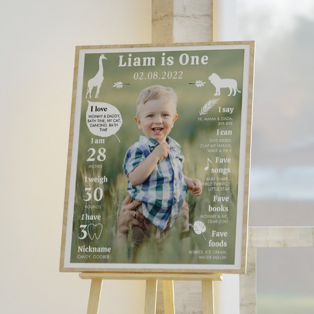 Editable Modern 1st Birthday Photo Milestone Sign (Creator Uploaded)