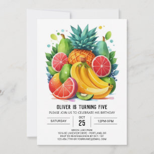 Editable Modern Apple Fruits Birthday Invitation