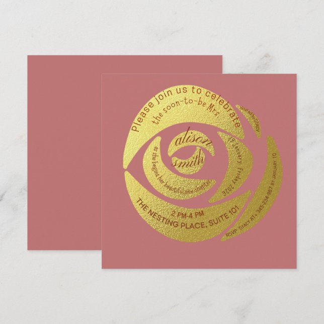 Editable Modern Dusty Rose Bride to Be Party Invit Invitation (Front/Back)