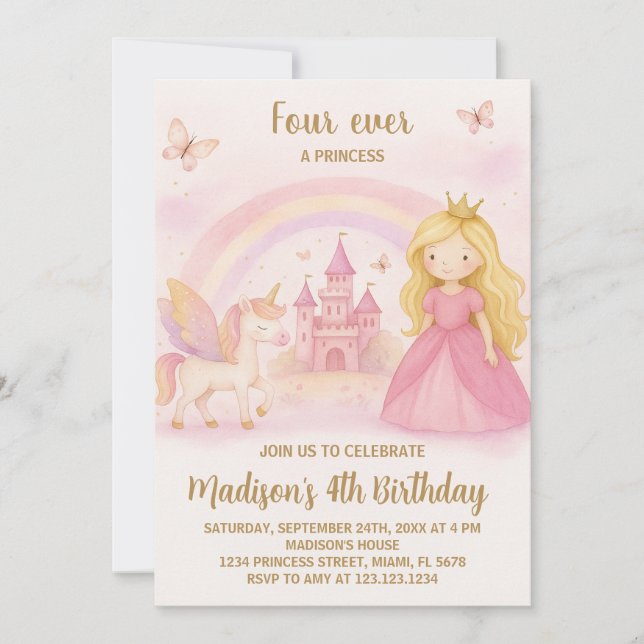 Editable Modern Girl Birthday Card (Front)