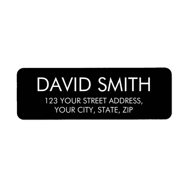Editable Modern minimal black return address label (Front)