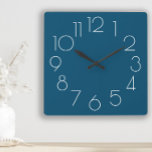 Editable Modern Minimalist Navy Blue White Clock<br><div class="desc">Add your own text ( or leave it the way it is ) to this modern minimalist navy blue and white wall clock.  Background color is completely customizable using Zazzle's design tool.</div>