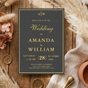 Editable modern Minimalist Suite gold Wedding Invitation