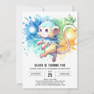 Editable Modern Monkey Birthday Invitation