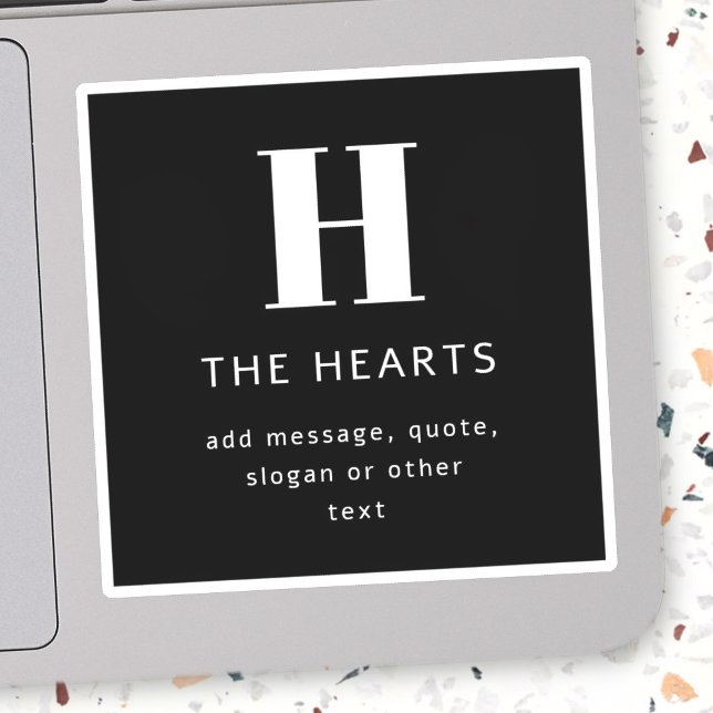 Editable Modern Monogram Name & Message | Black (Creator Uploaded)