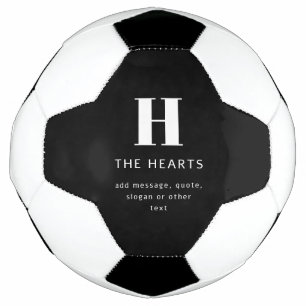 Editable Modern Monogram Name & Message   Black Football