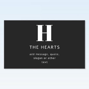 Editable Modern Monogram Name & Message   Black Rectangular Sticker