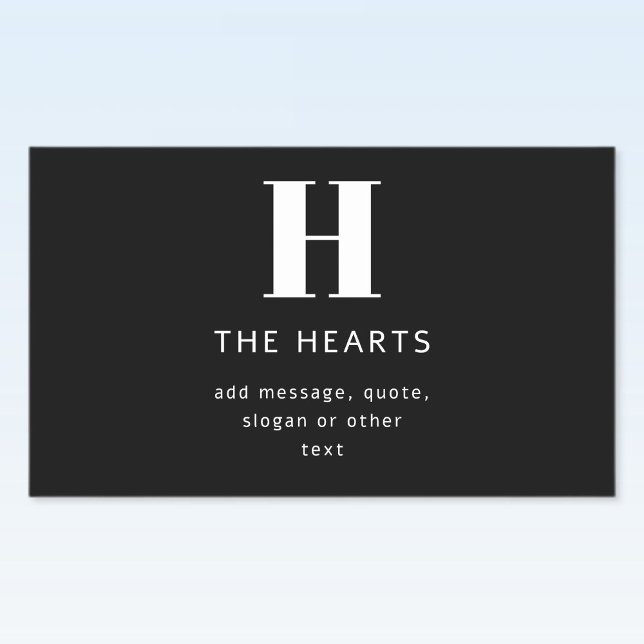 Editable Modern Monogram Name & Message | Black Rectangular Sticker (Creator Uploaded)