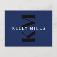 Editable Modern Name Navy Blue Black White