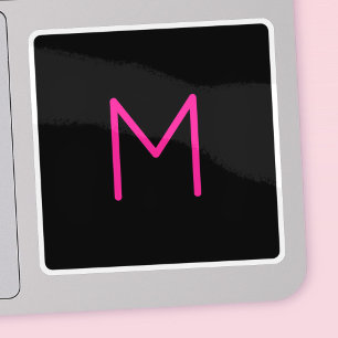 Editable Modern Pink & Black Monogram