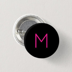 Editable Modern Pink & Black Monogram 3 Cm Round Badge