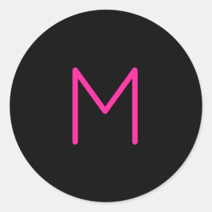 Editable Modern Pink & Black Monogram Classic Round Sticker