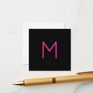 Editable Modern Pink & Black Monogram Enclosure Card