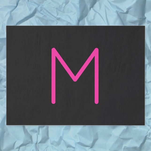 Editable Modern Pink & Black Monogram Tissue Paper (Creator Uploaded)