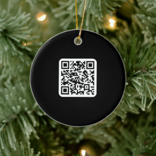 Editable Modern QR code   Black White or Any Colou Ceramic Tree Decoration