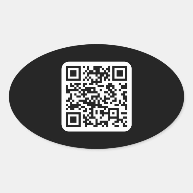 Editable Modern QR code | Black White or Any Colou Oval Sticker (Front)