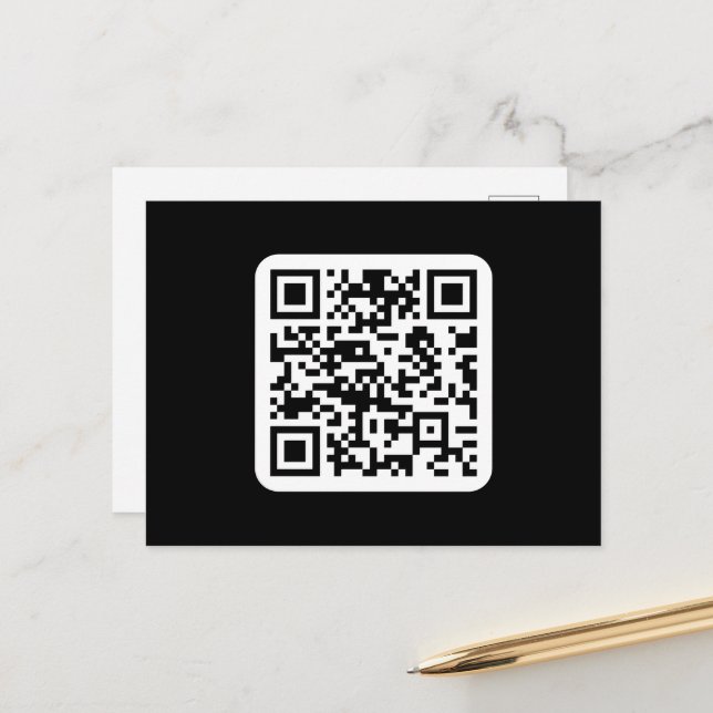Editable Modern QR code | Black White or Any Colou Postcard (Front/Back In Situ)