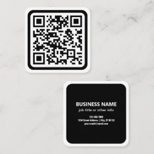 Editable Modern QR code Black White or Any Colou Square Business Card