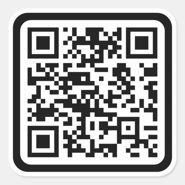 Editable Modern QR code | Black White or Any Colou Square Sticker (Front)