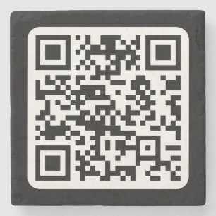 Editable Modern QR code   Black White or Any Colou Stone Coaster