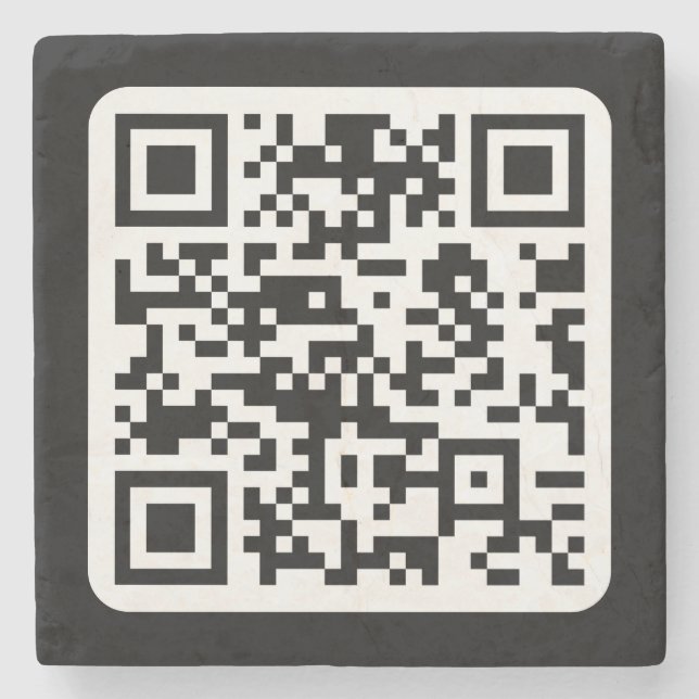Editable Modern QR code | Black White or Any Colou Stone Coaster (Front)