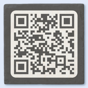 Editable Modern QR code   Black White or Any Colou Stone Coaster