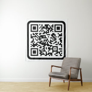 Editable Modern QR code   Black White or Any Colou Tapestry