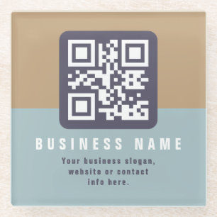 Editable Modern QR code Template   Muted Colours Glass Coaster