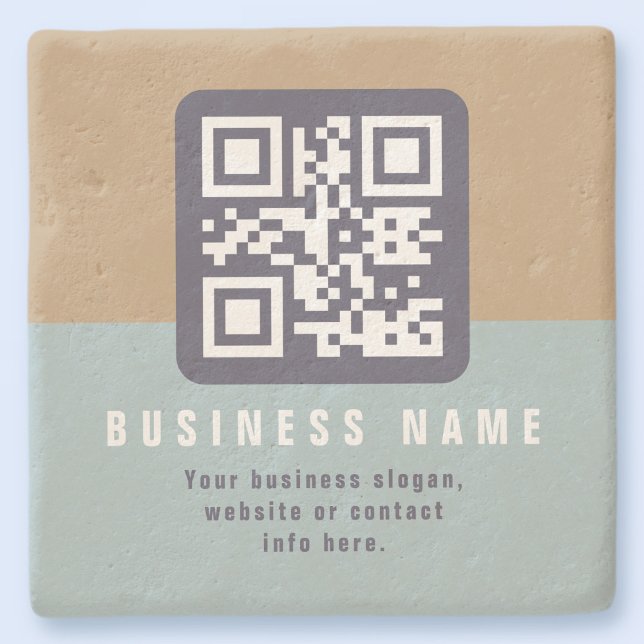 Editable Modern QR code Template | Muted Colours Stone Coaster (Creator Uploaded)