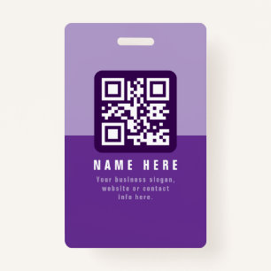 Editable Modern QR code Template Purples ID Badge