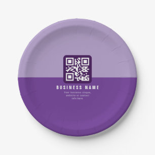 Editable Modern QR code Template Purples Paper Plate