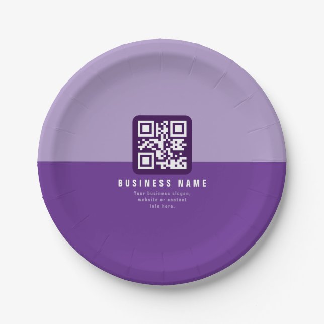 Editable Modern QR code Template | Purples Paper Plate (Front)