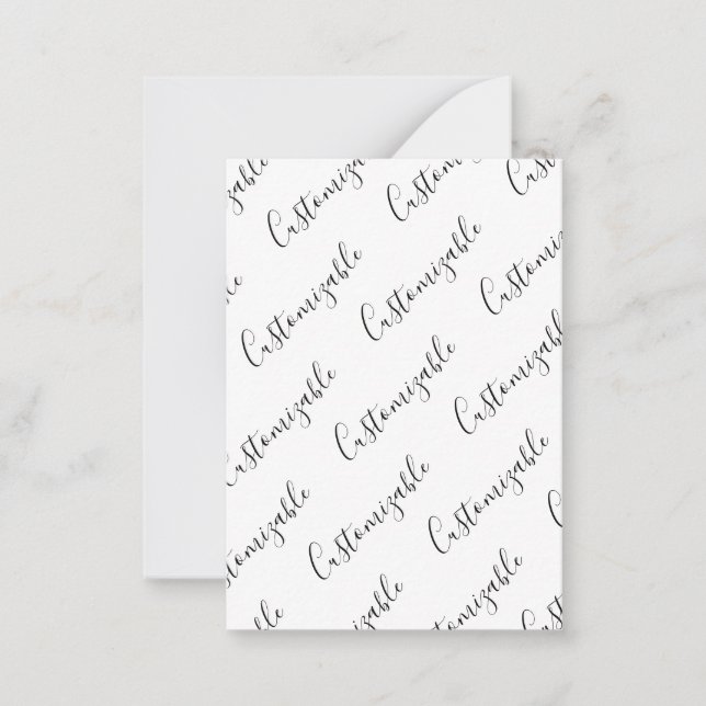 Editable Modern Scrip Text Pattern | Black & White Card (Front)