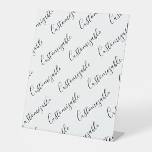 Editable Modern Scrip Text Pattern   Black & White Pedestal Sign