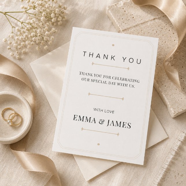 Editable Modern Serif Luxury Thank You Card (Elegant Modern Serif Luxury Thank You Card with champagne accents on premium linen styling.)