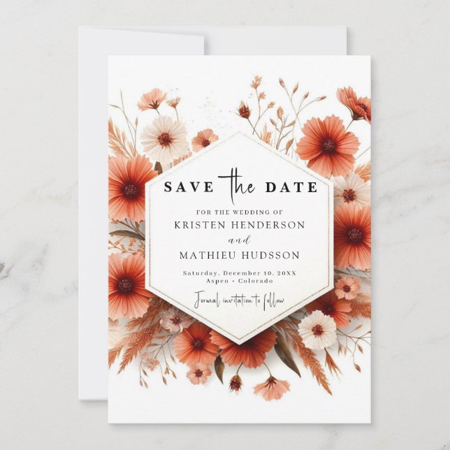 Editable Modern Terracotta Wedding Save The Date (Front)