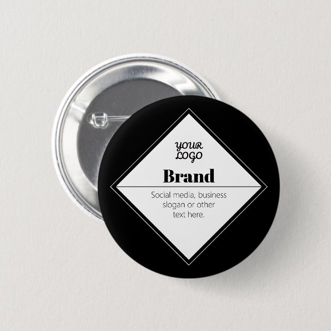 Editable Modern Text Design & Your Logo 6 Cm Round Badge (Front & Back)