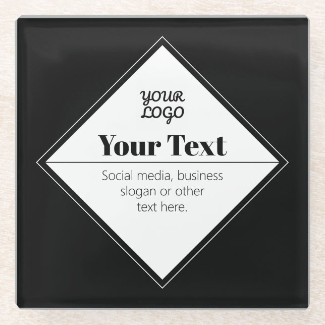 Editable Modern Text Design & Your Logo Glass Coaster (Front)