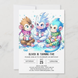 Editable Monkey Birthday Invitation