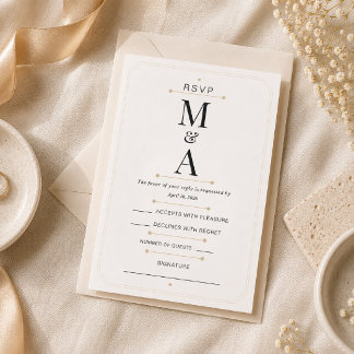 Editable Monogram Minimal Luxury RSVP Card