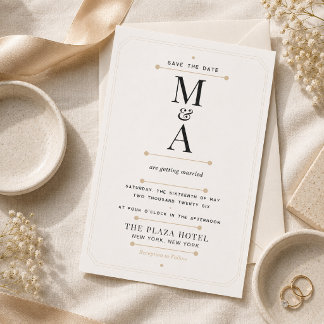 Editable Monogram Minimal Luxury Save The Date Invitation