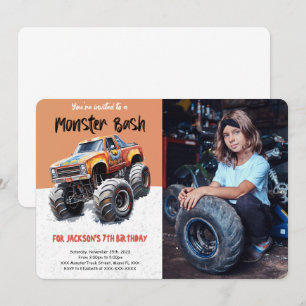 Editable Monster Truck Birthday Photo  Invitation