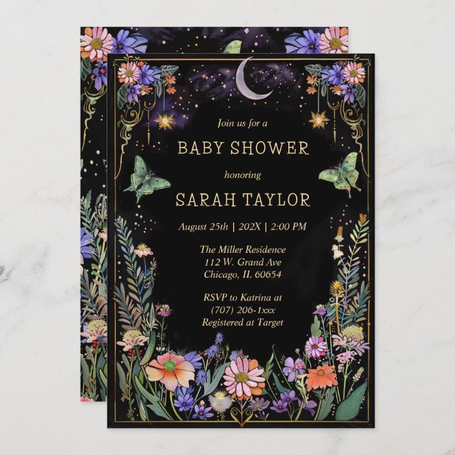 Editable Moody Forest Baby Shower Invitation (Front/Back)