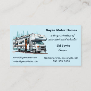 Editable Motor Homes RV Business Card
