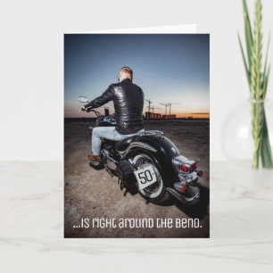 Editable Motorcycle Motorcyclist Biker Birthday Card