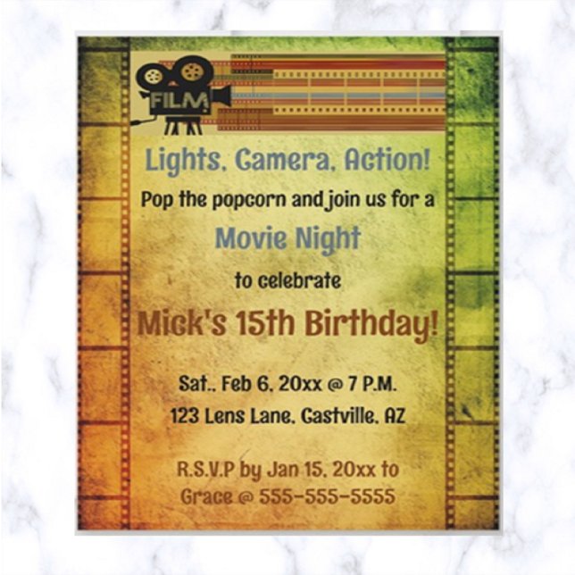 Editable Movie Night Birthday Party  Invitation (Creator Uploaded)
