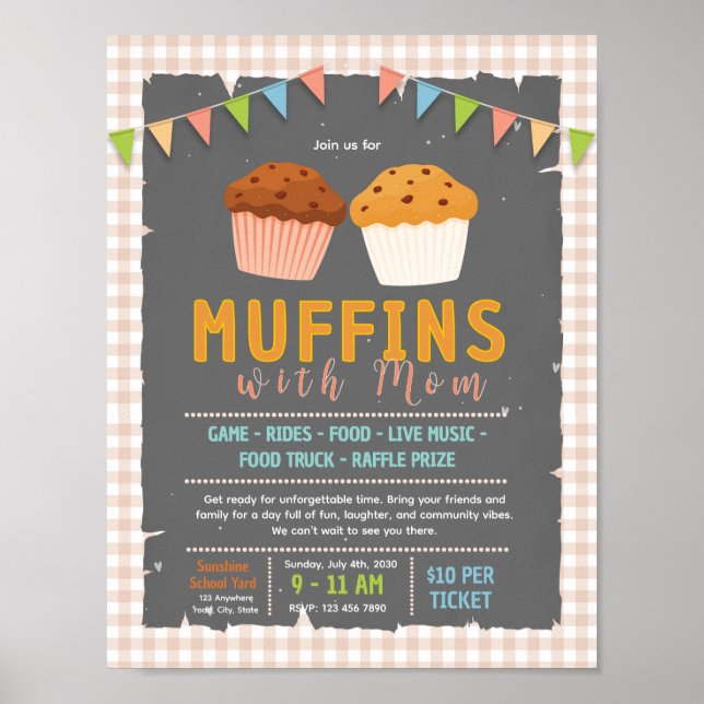 Editable muffin with mum fundraiser flyer poster (Front)