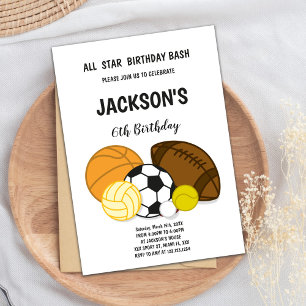 Editable Multi-Sport Party Invite for Boys